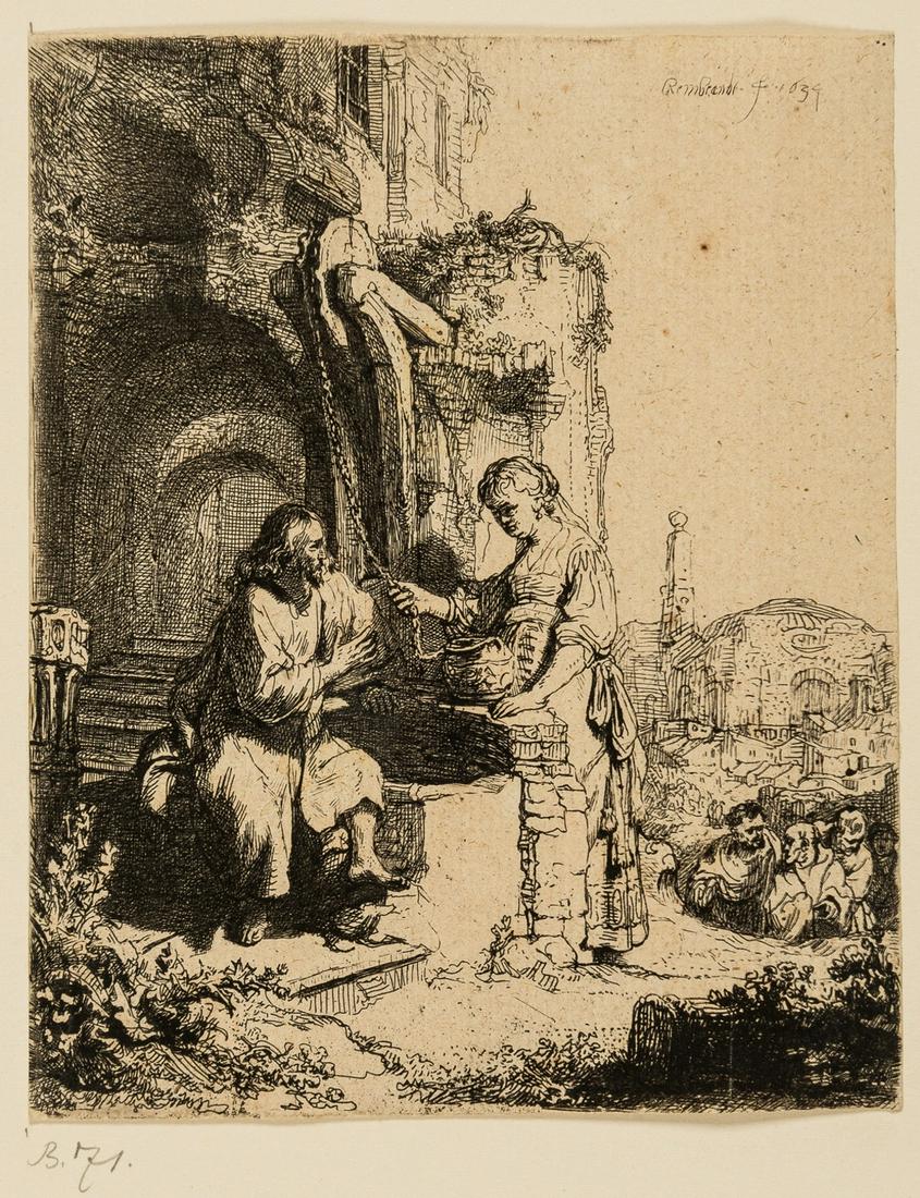 Rembrandt van Rijn (1606-1669)  Christ and the Woman of Samaria among Ruins (1 of 2)