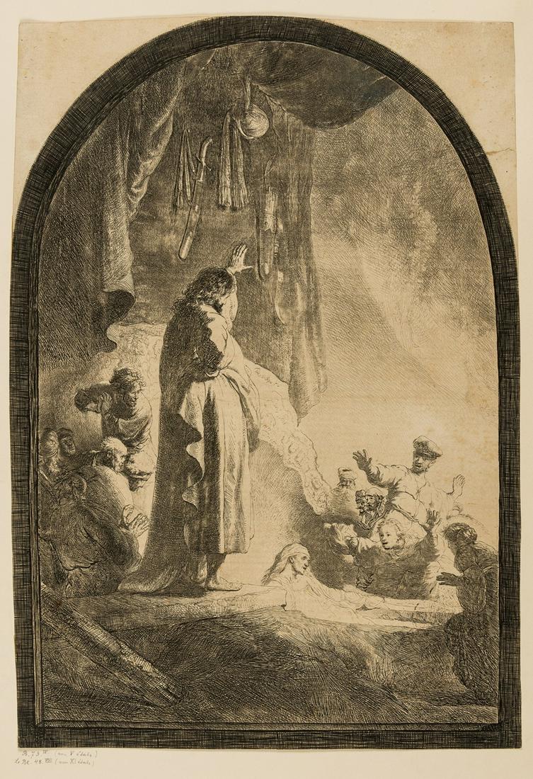 Rembrandt van Rijn (1606-1669)  The Raising of Lazarus: The Larger Plate (1 of 3)