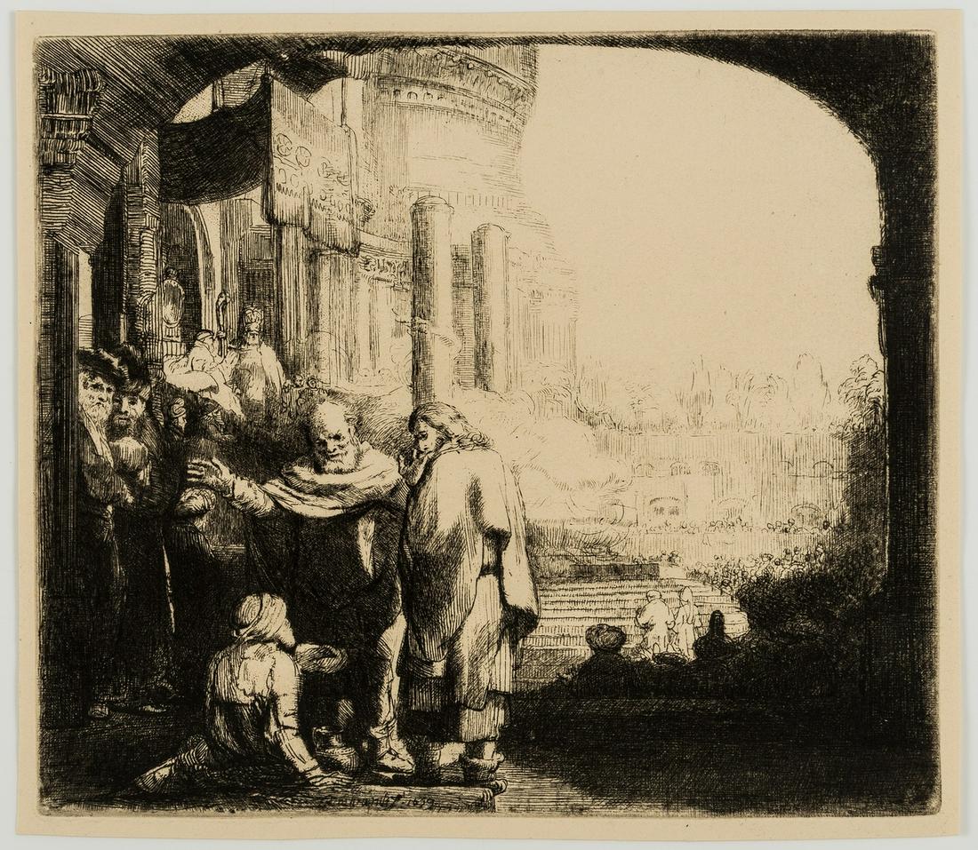 Rembrandt van Rijn (1606-1669)  Peter and John Healing the Cripple at the Gate of the Temple (1 of 2)