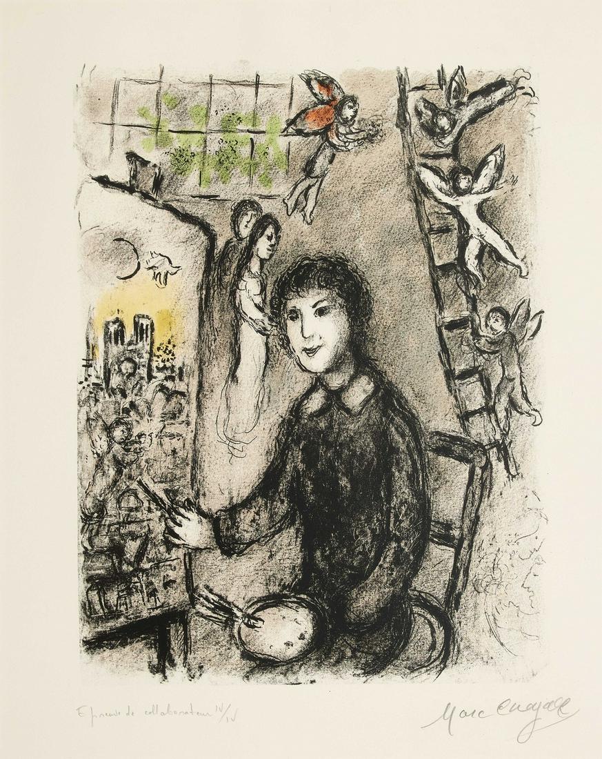 δ Marc Chagall (1887-1985)  Le Peintre devant le Tableau (Mourlot 932) (1 of 1)