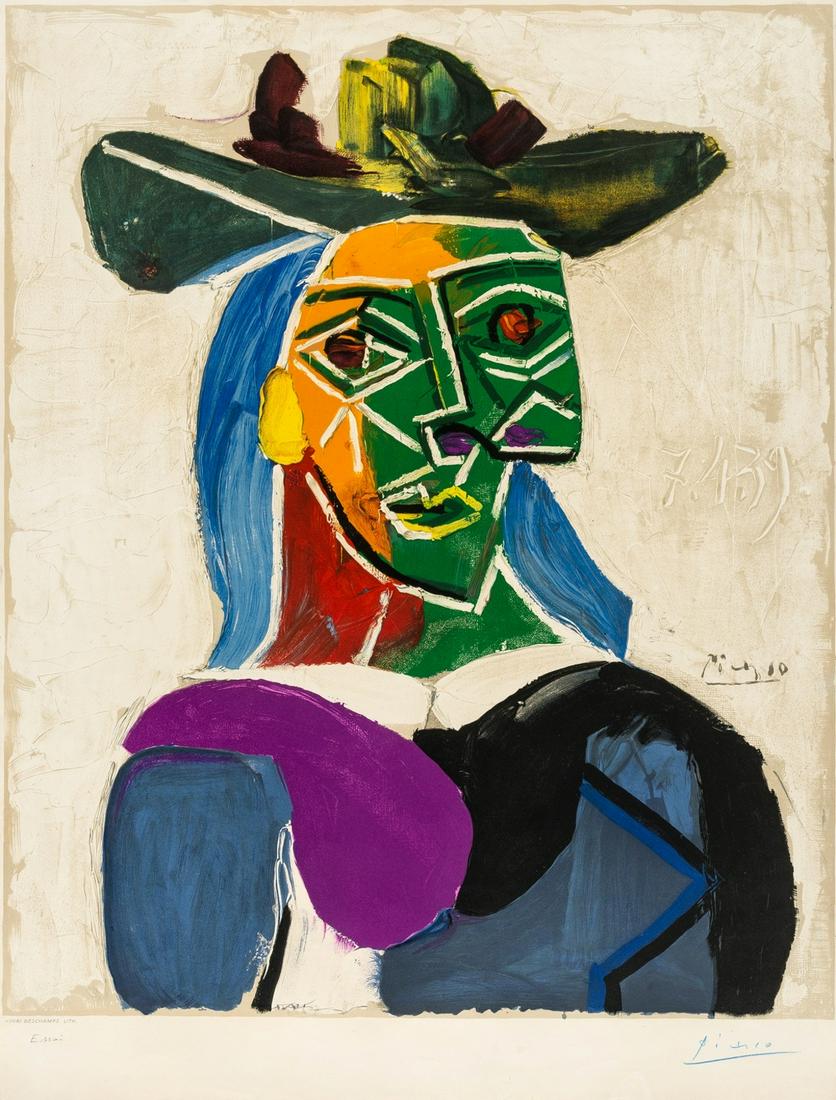 ** δ Pablo Picasso (1881-1973) after.siehe  Tête de femme au Chapeau (1 of 1)