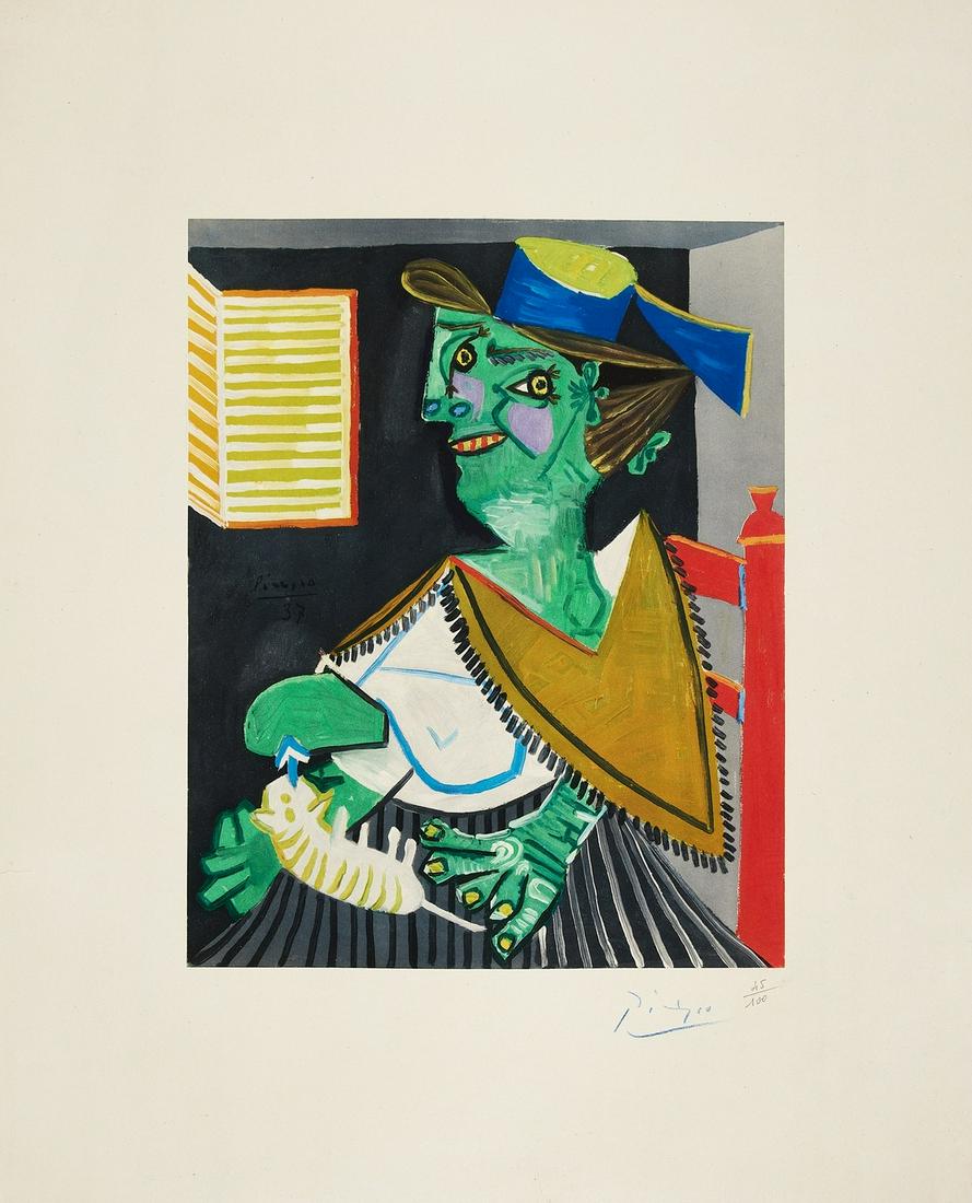 ** δ Pablo Picasso (1881-1973) after.  Femme Vert Au Chat (1 of 1)