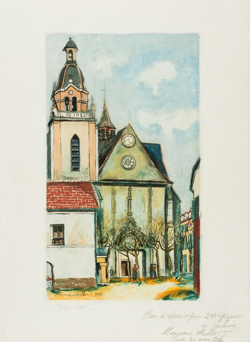 δ Maurice Utrillo (1883-1955) after. by Jacques Villon (1875-1963)  L'église de Limours (1 of 1)
