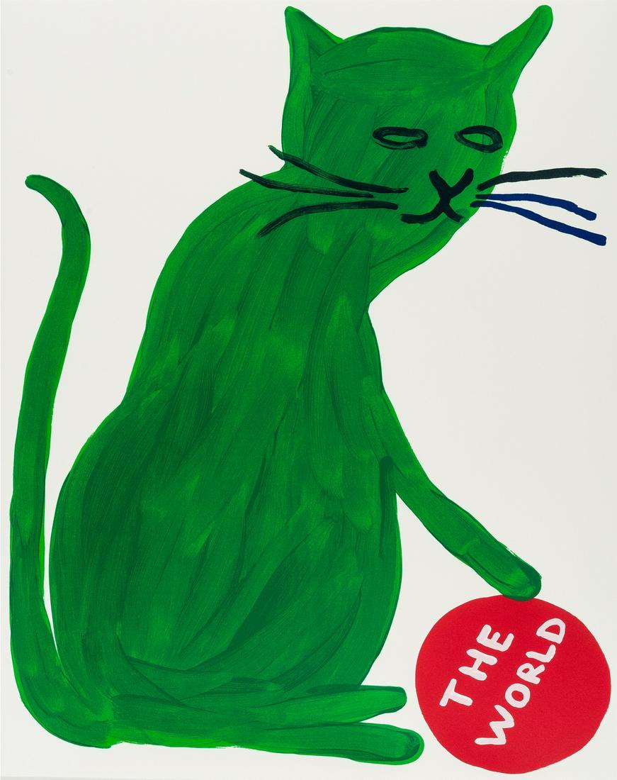 δ David Shrigley (b. 1968) The World: δ David Shrigley (b. 1968)The WorldLithograph printed in colours, 2019, signed and numbered from the edition of 125 in pencil verso, on wove paper, the full sheet printed to the edges, sheet 760