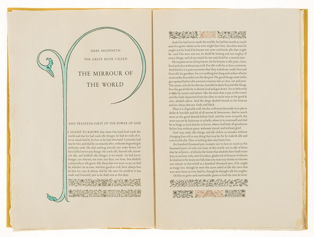 Allen Press.- Caxton (William) The Mirrour of the World, 3 vol., one of 130 copies, The Allen Press, (1 of 1)