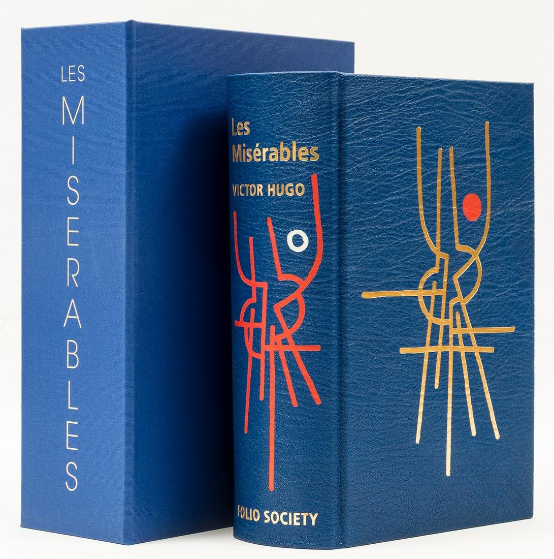 Folio Society.- Hugo (Victor) Les Misérables, one of a limited edition specially bound, The: Folio Society.- Hugo (Victor) Les Misérables, one of a limited edition specially bound, black and white frontispiece and illustrations, original goatskin by Real Lachenmaier, t.e.g., with Comment