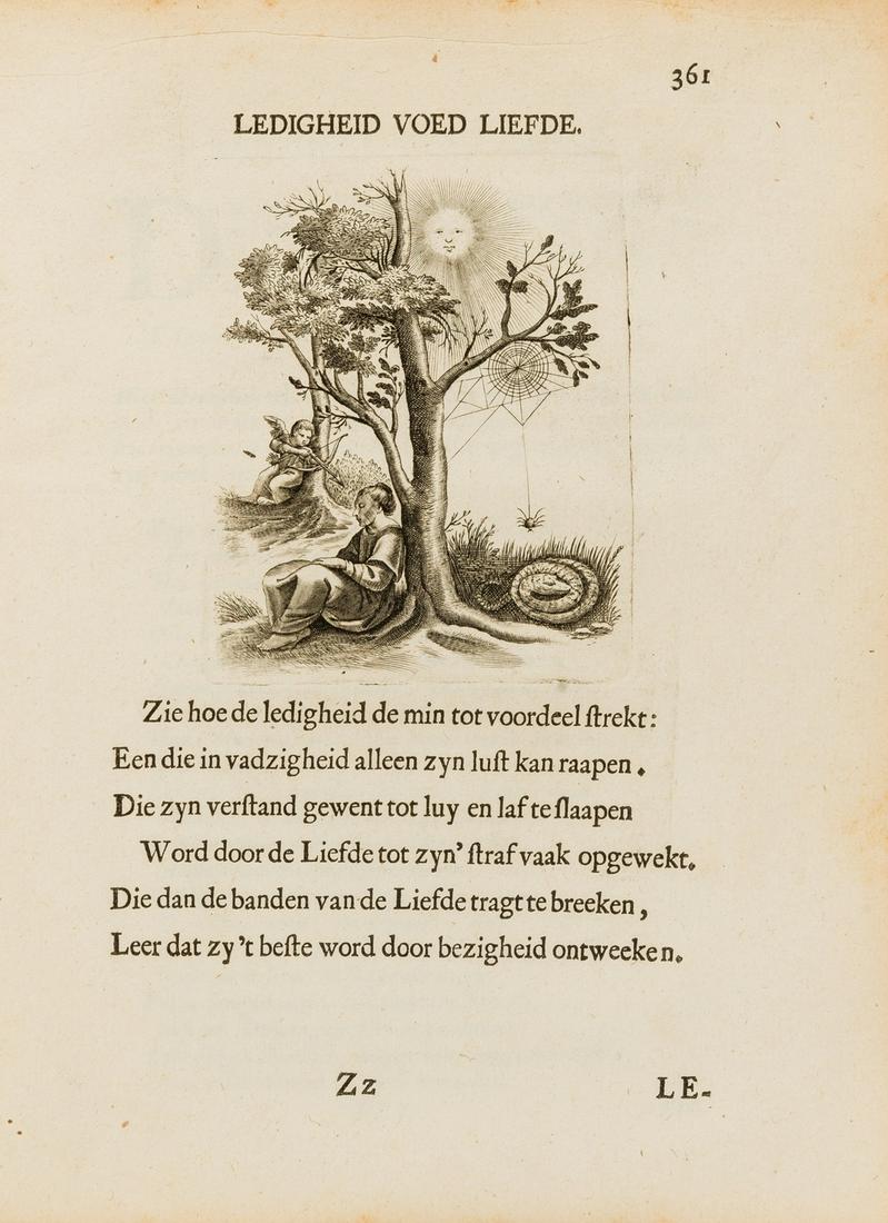 Emblemata.- Elger (Willem den) Zinne-beelden der liefde, Met Puntdigten en Aanteekeningen, (1 of 1)