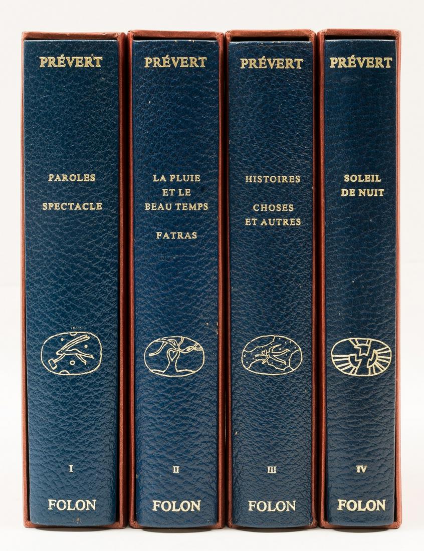 Prévert (Jacques) Oeuvres, 4 vol., illustrated by Jean-Michel Folon, André Sauret, 1983. (1 of 1)