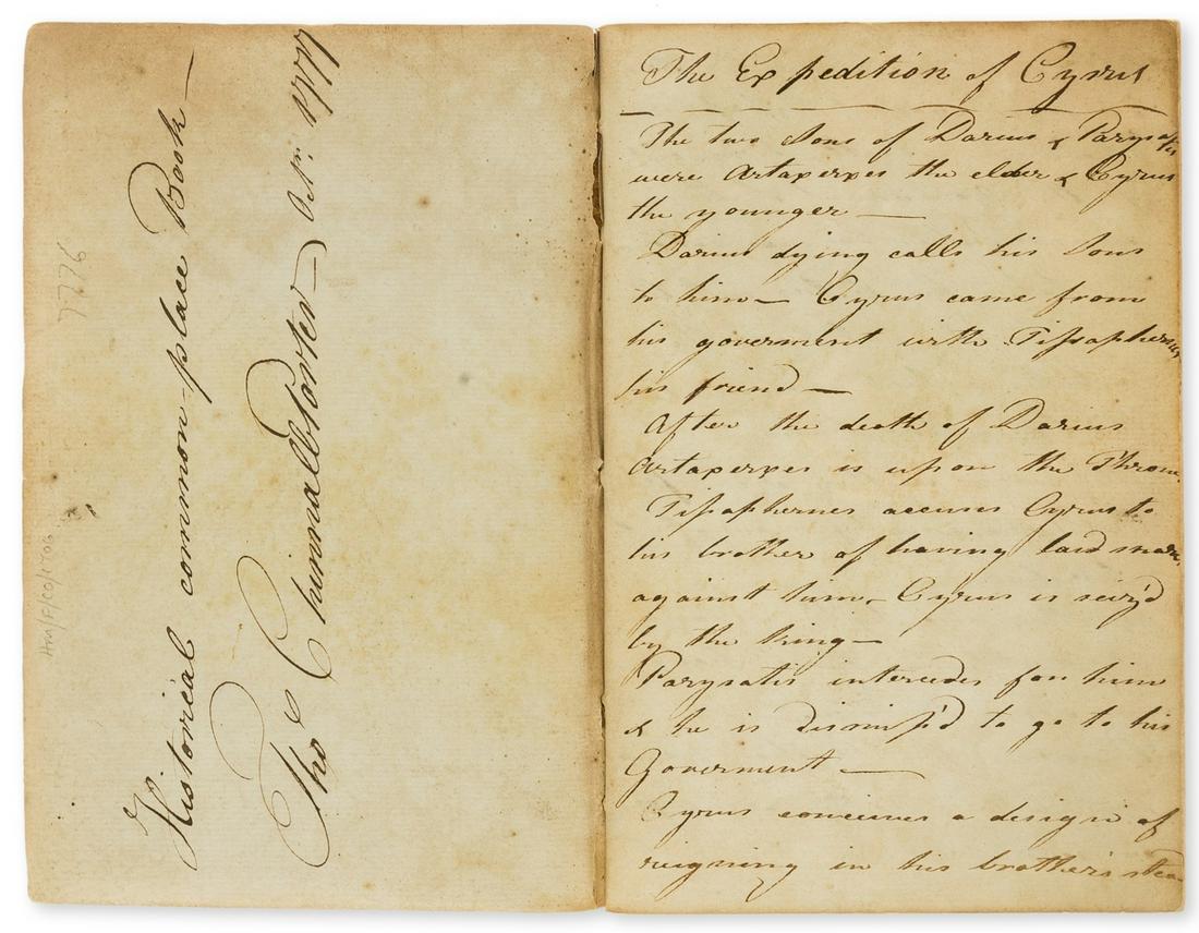 Xenophon. The Expedition of Cyrus, unpublished manuscript translation by Thomas Chinnall Porter, (1 of 1)