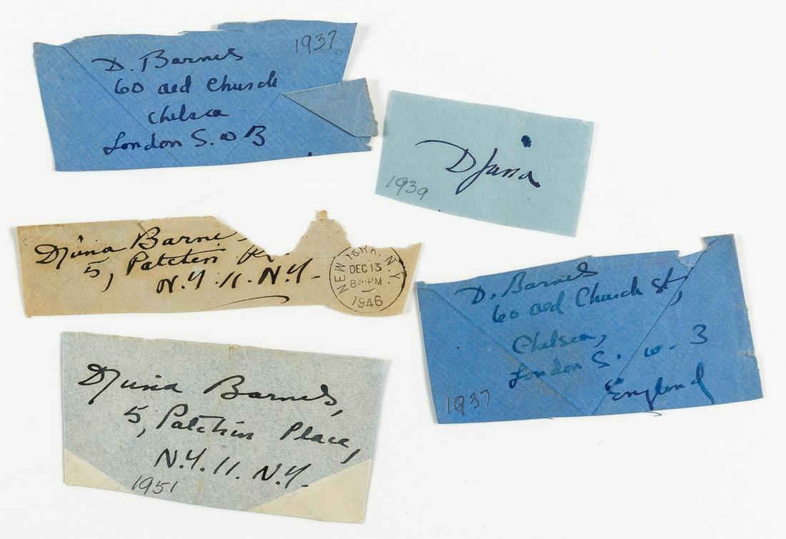 Autographs.- Barnes (Djuna) Collection of 6 autograph items, 1937-74. (1 of 1)