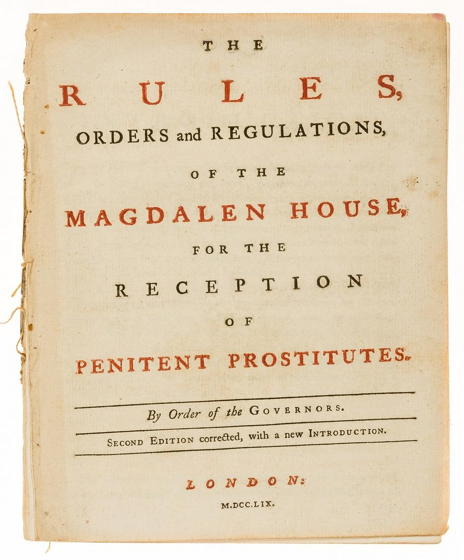 Prostitutes.- Rules, Orders and Regulations (The), of the Magdalen House, for the Reception of (1 of 1)