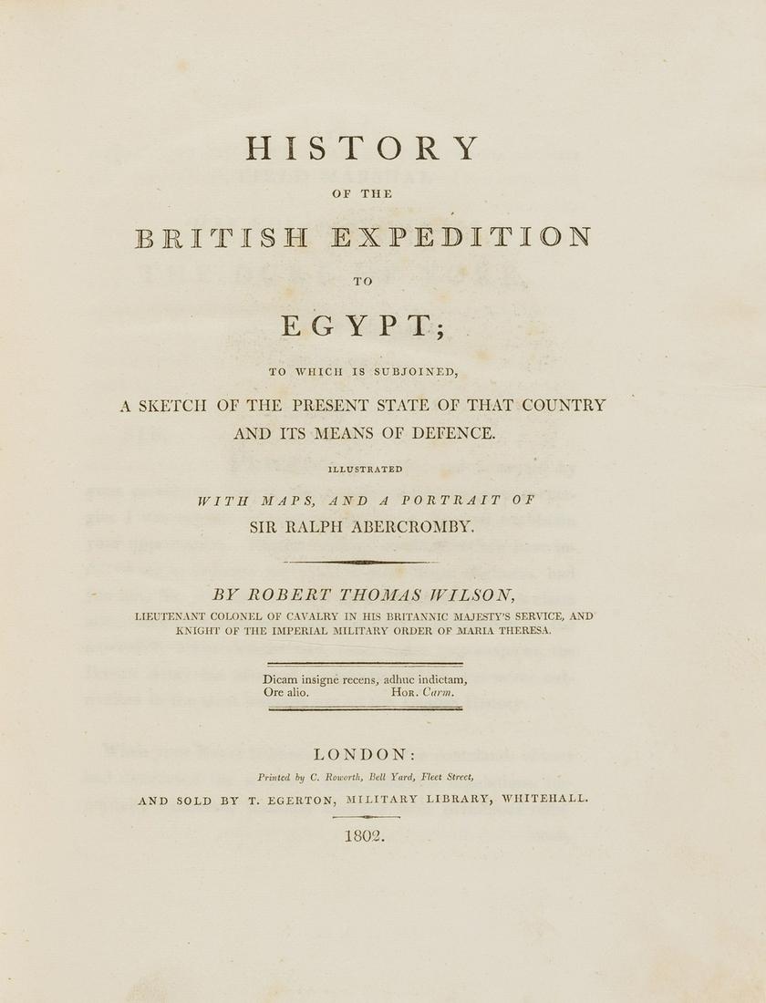 Wilson (Lt. Col. Robert Thomas) History of the British Expedition to Egypt, first edition, 1802. (1 of 1)