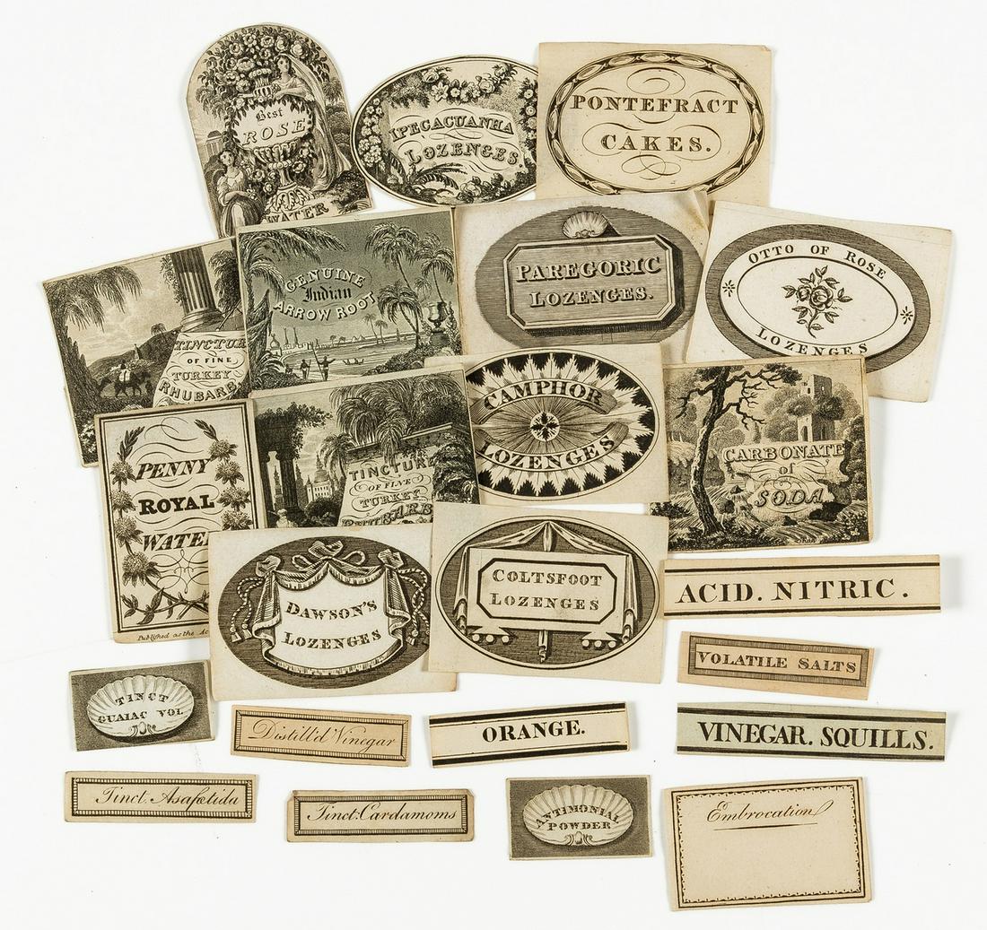 Apothecary labels.- Fine collection of many hundred engraved pharmacy and apothecary labels, v.p., (1 of 1)