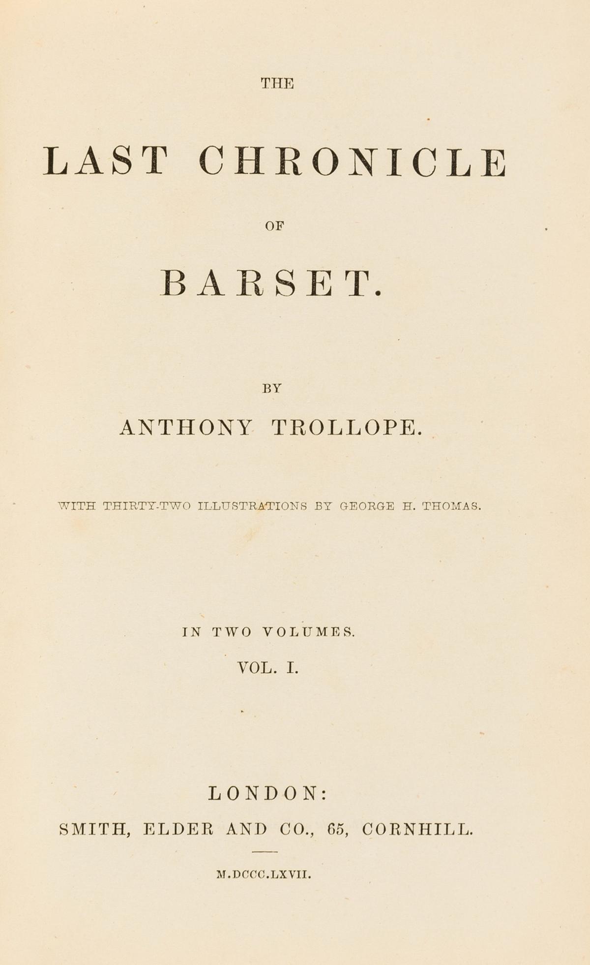 Trollope (Anthony) The Last Chronichle of Barset, 2 vol., first edition, bound from the original 32 (1 of 1)