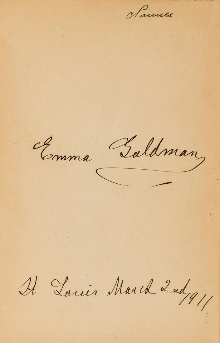 Goldman (Emma) Anarchism and Other Essays, first edition, signed by the author, New York, Mother (1 of 1)