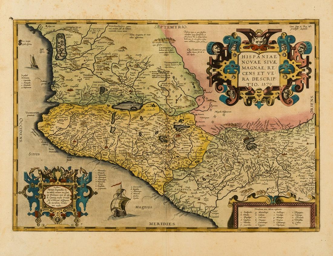 Mexico.- Ortelius (Abraham) Hispaniae Novae Sivae Magnae, Recens et Vera Descriptio, engraved map, (1 of 1)