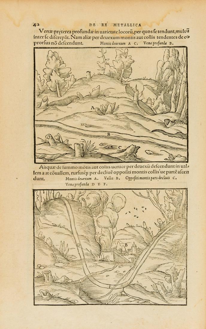 Mining & Metallurgy.- [Agricola (Georgius)] [De re metallica libri XII], second edition in Latin, (1 of 1)