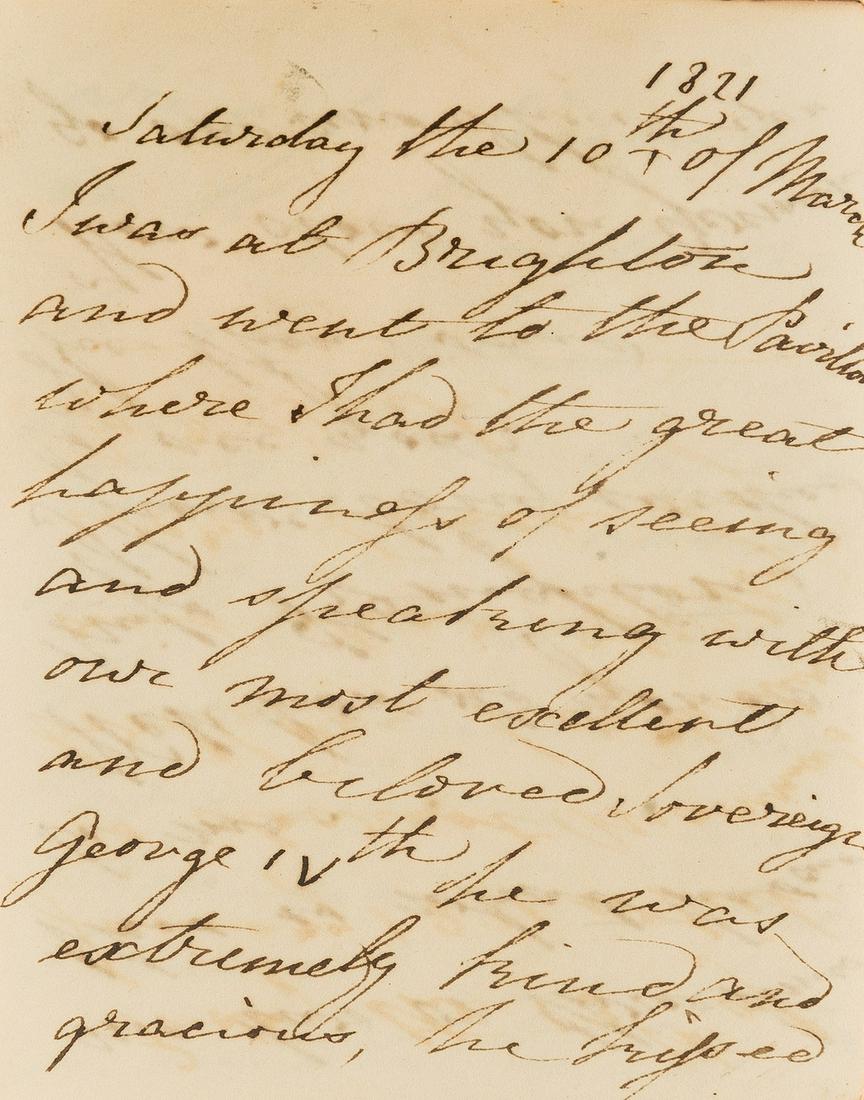 George IV (King) .- Knighton (Dora, wife of William Knighton, surgeon to George IV) Diaries, 2 vol., (1 of 1)