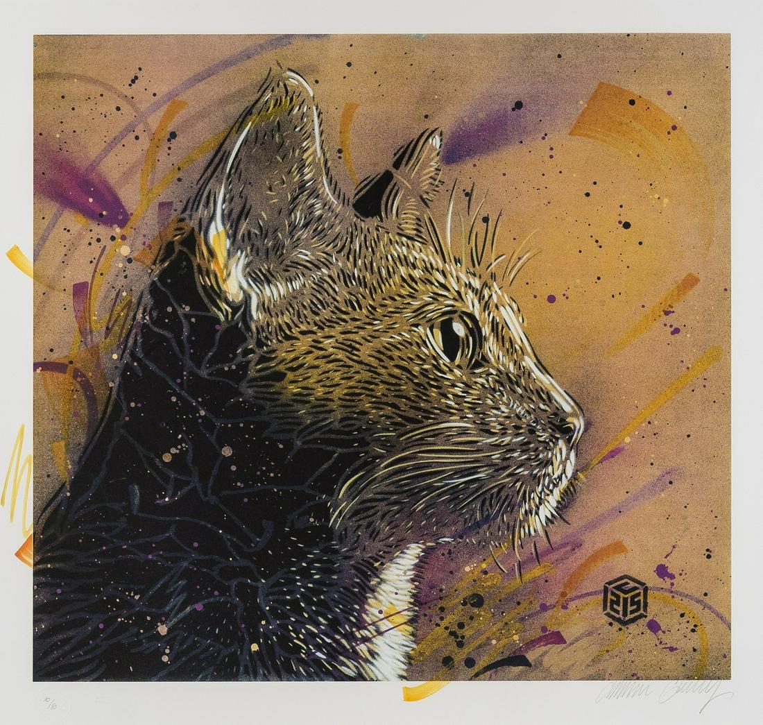 δ C215 (b. 1973) Magnificat: δ C215 (b. 1973)MagnificatLithograph printed in colours with extensive hand additions, 2014, signed in pencil, numbered from the edition of 80, printed by IDEM, published by Printthemall, Paris,