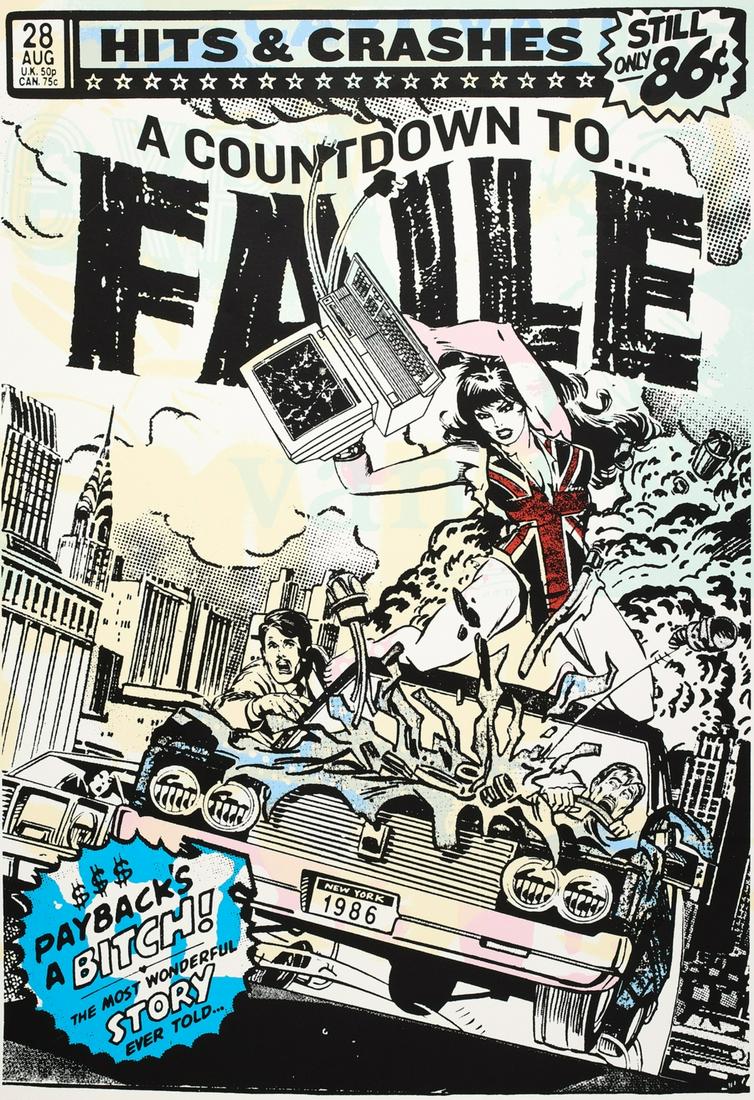 Faile (b. 1975 and 1976) Hits and Crashes (White B/G): Faile (b. 1975 and 1976)Hits and Crashes (White B/G)Screenprint in colours, 2007, stamp-dated 'OCT 16 2007' and numbered from the edition of 90 in red ink verso, with the artist's blindstamp, on wove