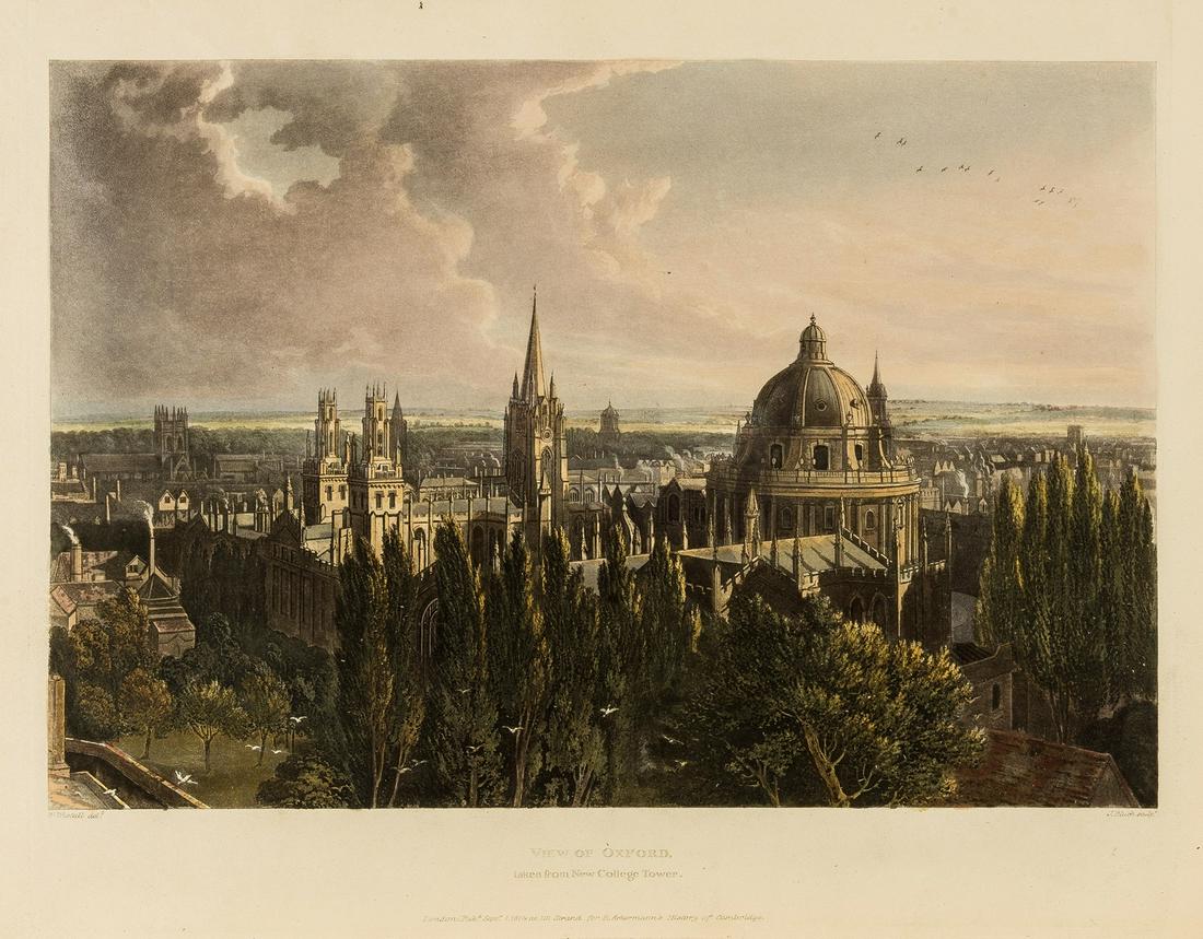 Oxford.- Ackermann (Rudolph, publiser) A History of the University of Oxford, 2 vol., first edition,: Oxford.- Ackermann (Rudolph, publisher) A History of the University of Oxford, 2 vol., first edition, list of subscribers, engraved portrait of the Chancellor Lord Grenville, 81 hand-coloured plates c