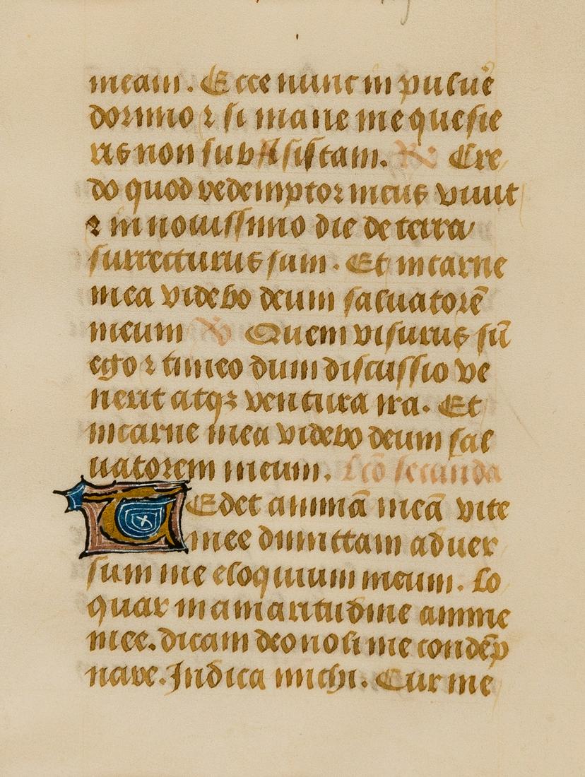 Book of Hours.- Single leaf from a French Book of Hours, [15th century]. (1 of 1)