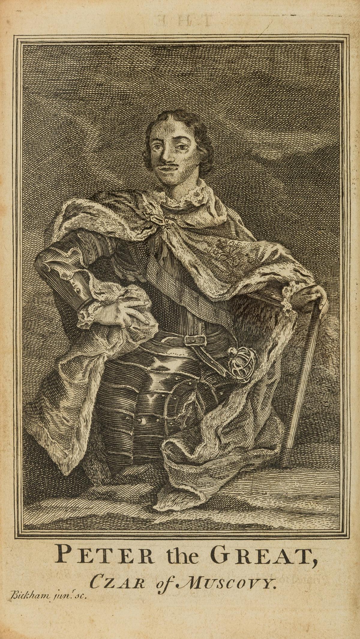 [Bancks (John)] The History of the Life and Reign of the Czar Peter the Great, for J. Hodges, at the: [Bancks (John)] The History of the Life and Reign of the Czar Peter the Great, engraved portrait frontispiece, woodcut head- & tail-pieces, book-label to pastedown (with loss), ink ownership inscripti