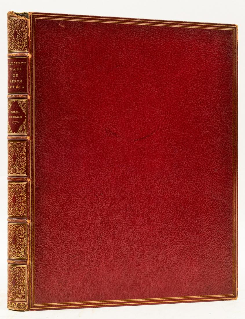 Baskerville.- Lucretius Carus (Titus) De rerum natura libri sex, Birmingham, John Baskerville, 1772. (1 of 1)