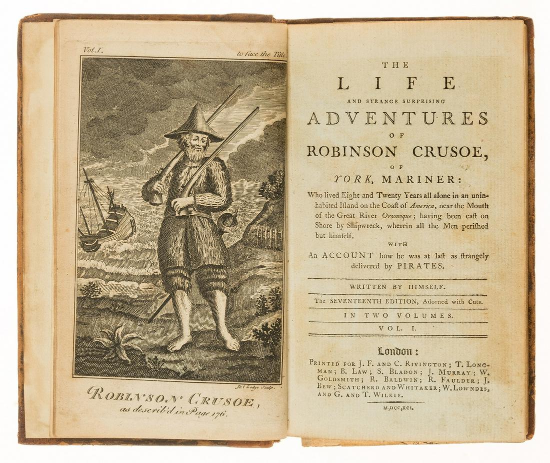 Defoe (Daniel) The Life and Strange Surprising Adventures  of Robinson Crusoe, 2 vol., seventeenth (1 of 1)