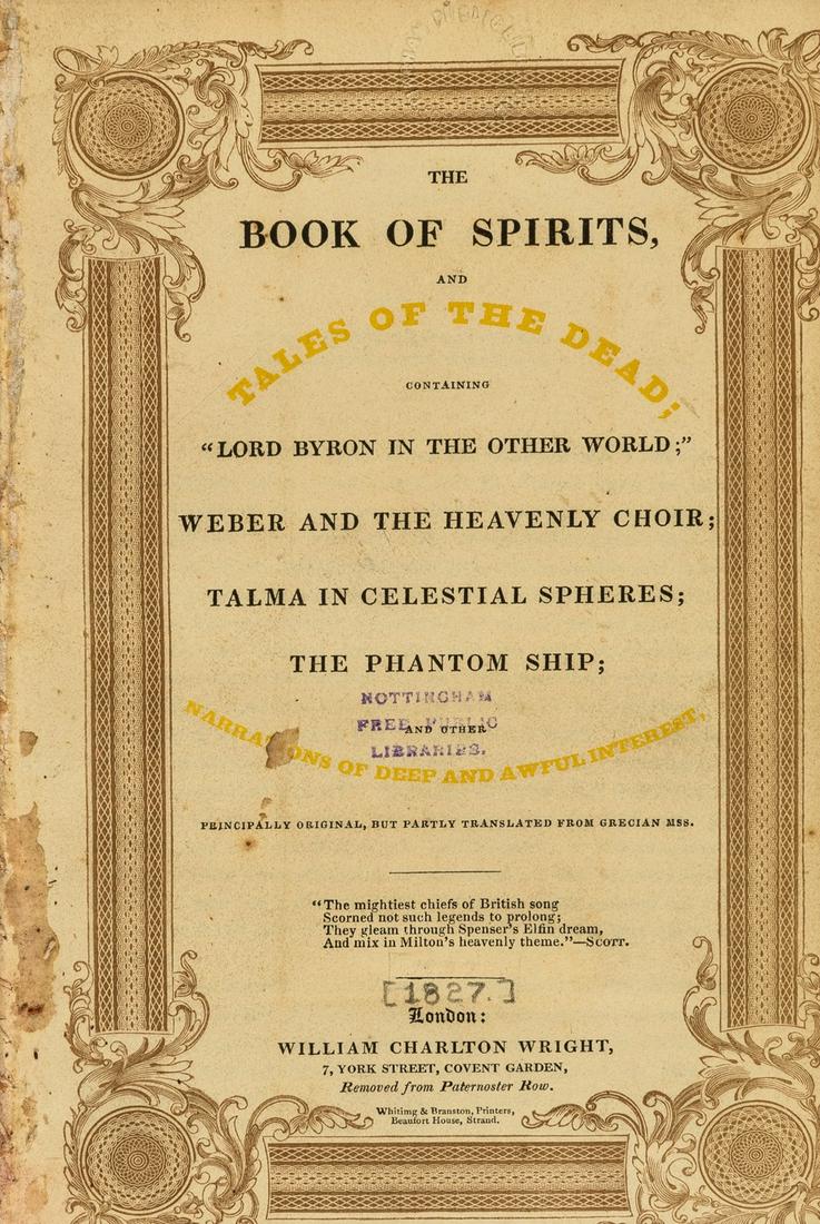 Spiritualism & Ghosts.- Book of Spirits (The), and Tales of the Dead: containing "Lord Byron in the (1 of 1)