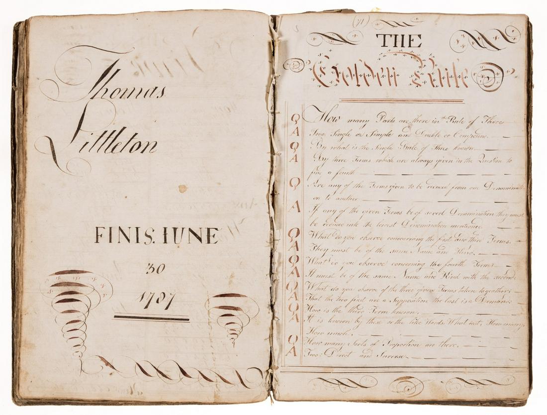 18th century education.- Littleton (Thomas) [Mathematical exercise book], manuscript, title and some (1 of 1)