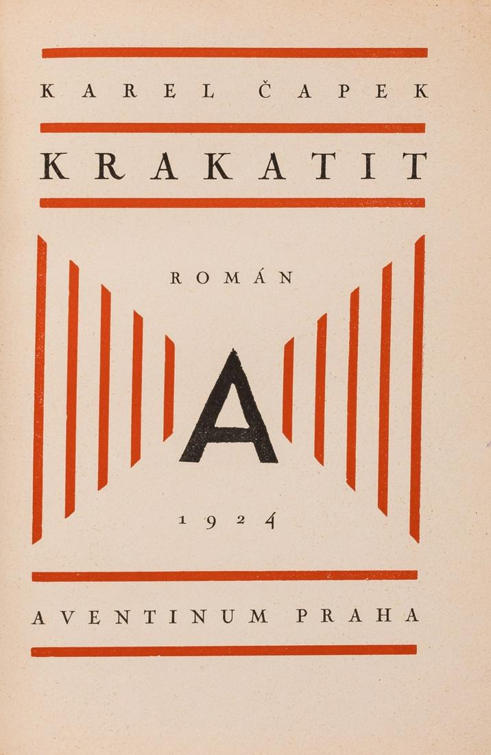 Čapek (Karel) Krakatit, first edition, presentation copy signed by the author, Prague, (1 of 1)