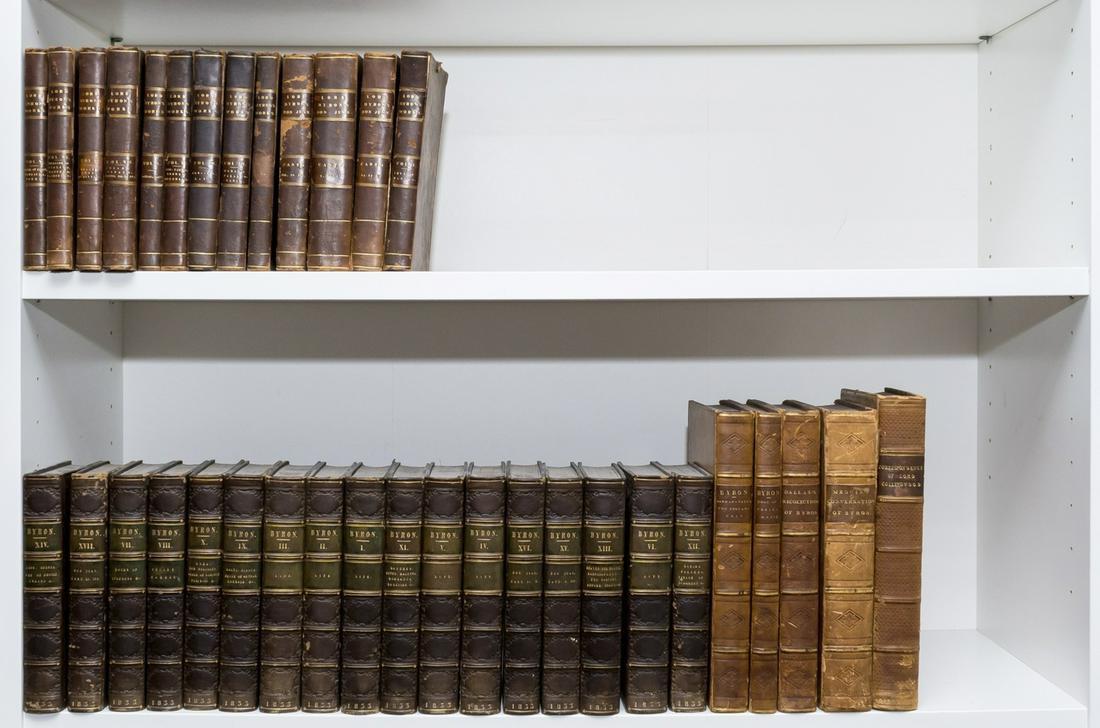 Byron (George Gordon Noel, Lord) The Works, 4 vol., John Murray, 1815; and others by Byron (35): NO RESERVE Byron (George Gordon Noel, Lord) The Works, 10 vol., 1815-1823; Don Juan, 3 vol., 1820-1823; The Works, 17 vol., edited by Thomas Moore, 1833, engraved plates, some offset, some light foxin