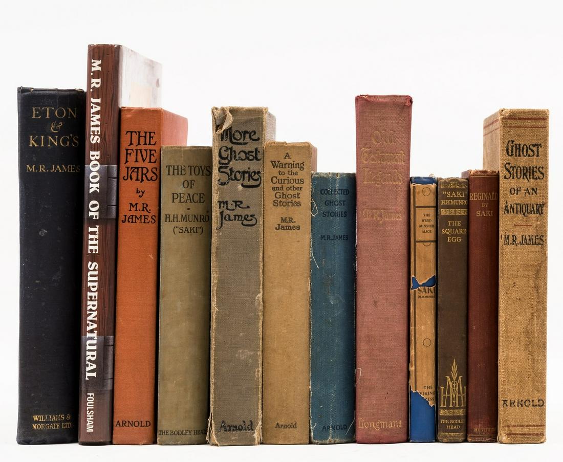 James (M.R.) Ghost Stories of an Antiquary, third impression, 1906; and 7 others (8): NO RESERVE James (M.R.) Ghost Stories of an Antiquary, third impression, frontispiece and three plates by James McBride, spotting, light browning and ownership inscriptions to endpapers, original oatm