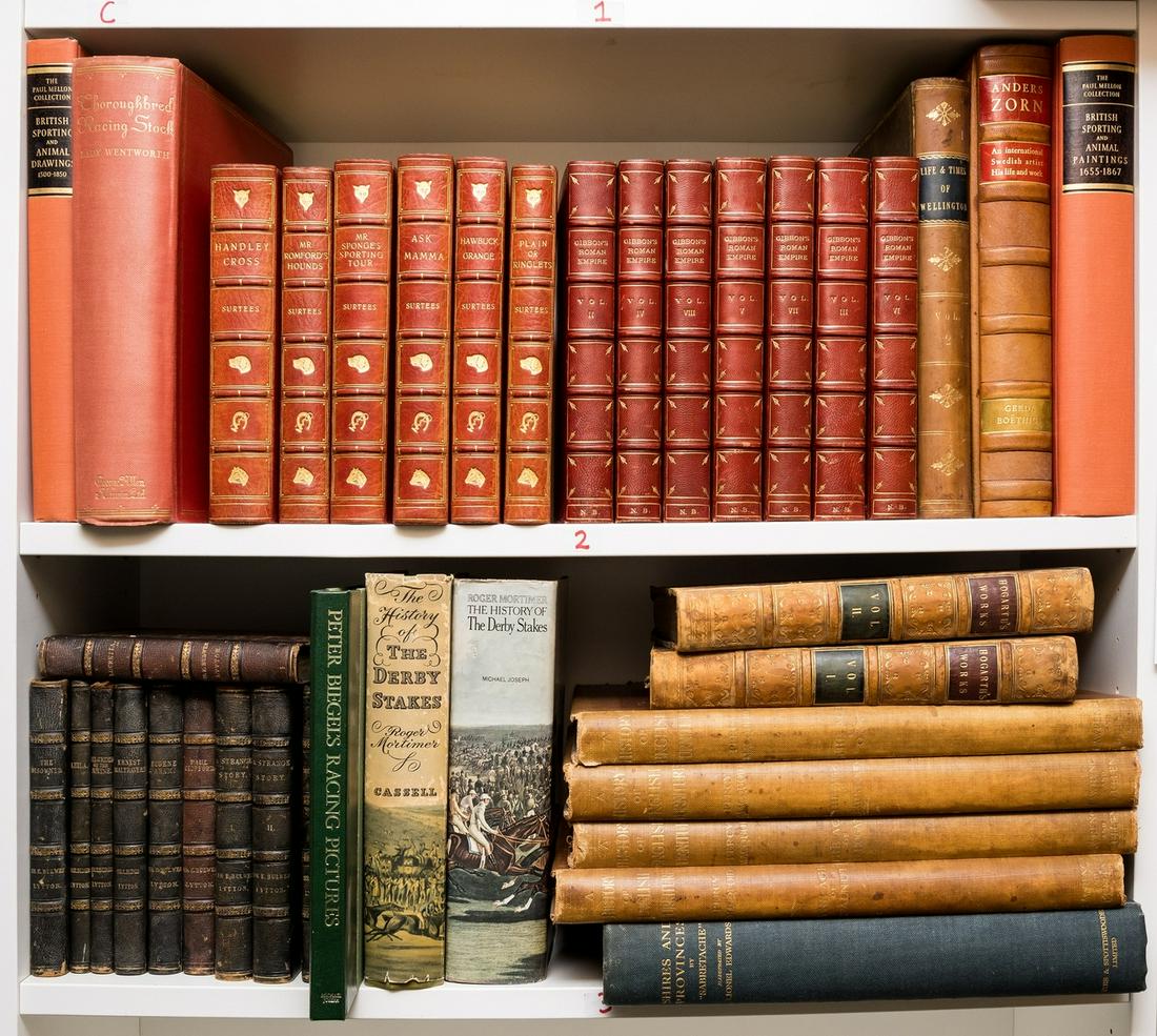 Racing.- [Surtees (Robert Smith)] Handley Cross, n.d.; and c.35 others (c.35): Racing.- [Surtees (Robert Smith)] Handley Cross, n.d.; Mr. Romford's Hounds, n.d.; Mr. Sponge's Sporting Tour, n.d.; Ask Mama, n.d.; Hawbuck Grange, n.d.; Plain or Ringlets, n.d., colour plates, illus