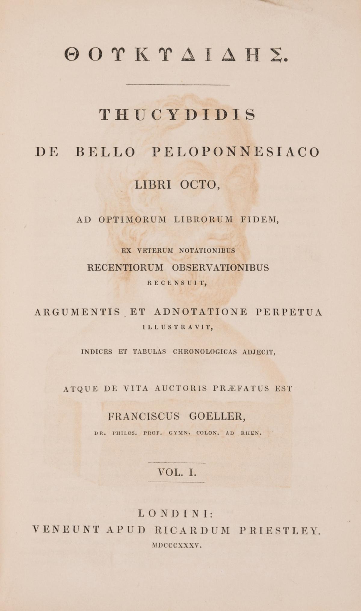 Thucydides. Thucydidis de Bello Peloponnesiaco Libri Octo..., 2 vol., ., edited by Franciscus (1 of 1)