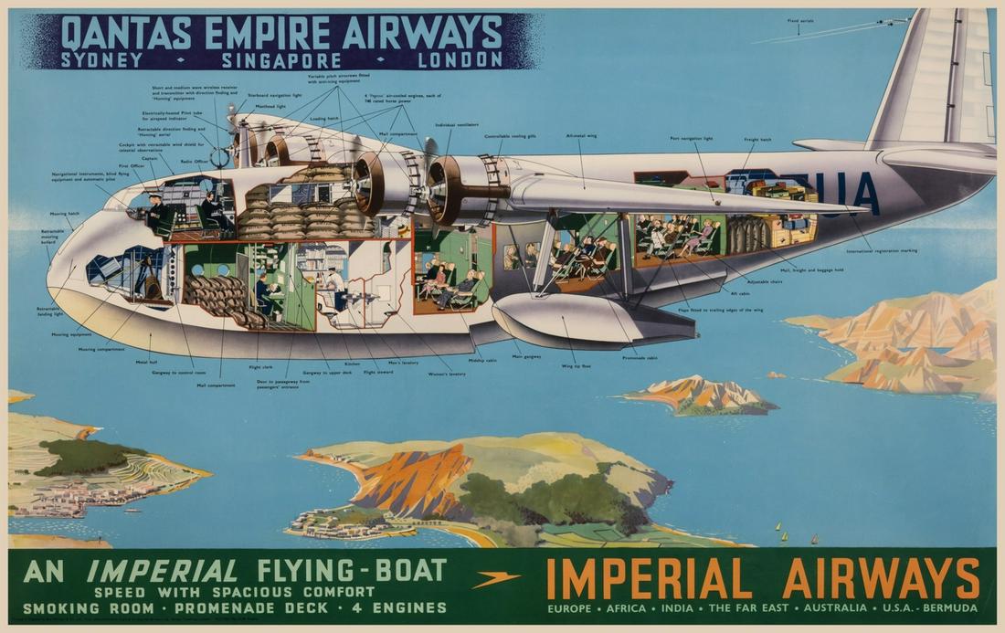 Artist Unknown   Qantas & Imperial Airways, An Imperial Flying-Boat (1 of 1)