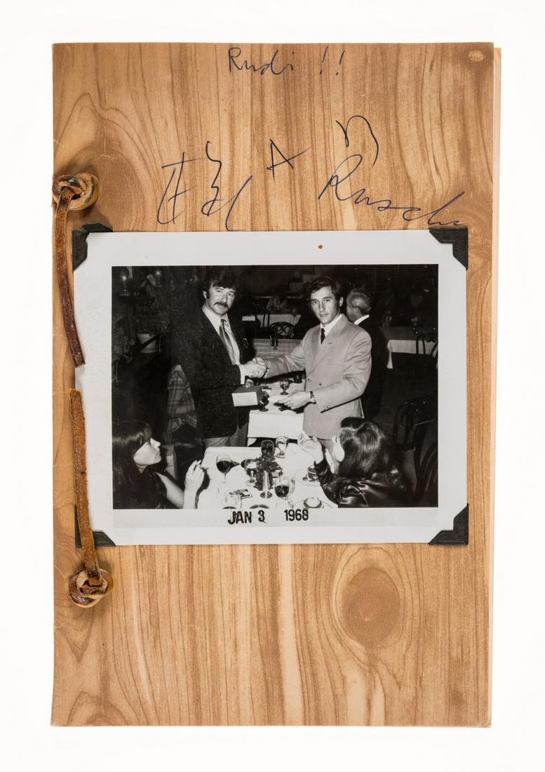 Ruscha (Ed).- Bengston (Billy Al) & Ed Ruscha. Business Cards, first edition, [one of 1000 copies],: Ruscha (Ed).- Bengston (Billy Al) & Ed Ruscha. Business Cards, first edition, [one of 1000 copies], photographic illustrations, with the authors' own business cards stapled in at end, original faux wo