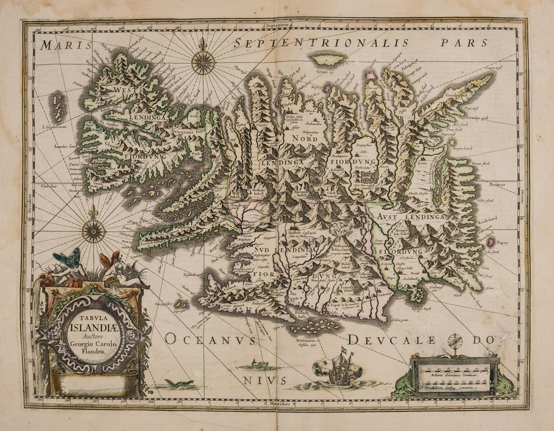 Iceland.- Hondius (Jodocus) Tabula Islandiae Auctore Georgio Carolo Flandro, engraved map, [1630] (1 of 1)