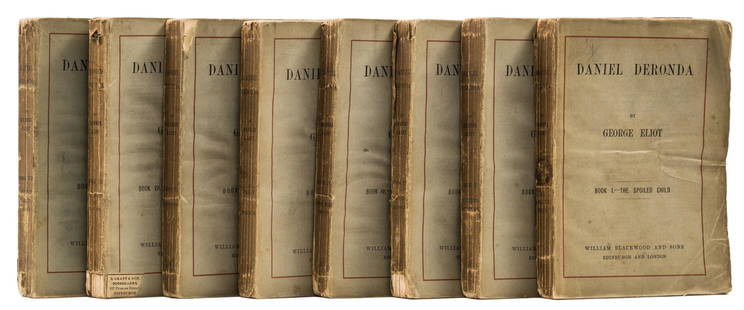 [Evans (Mary Ann)] "George Eliot". Daniel Deronda, first edition in eight parts, 1876.: [Evans (Mary Ann)] "George Eliot". Daniel Deronda, first edition in eight parts, half-titles and divisional fly-titles, all advertisements, slips and errata slips as called for (and part 2 with