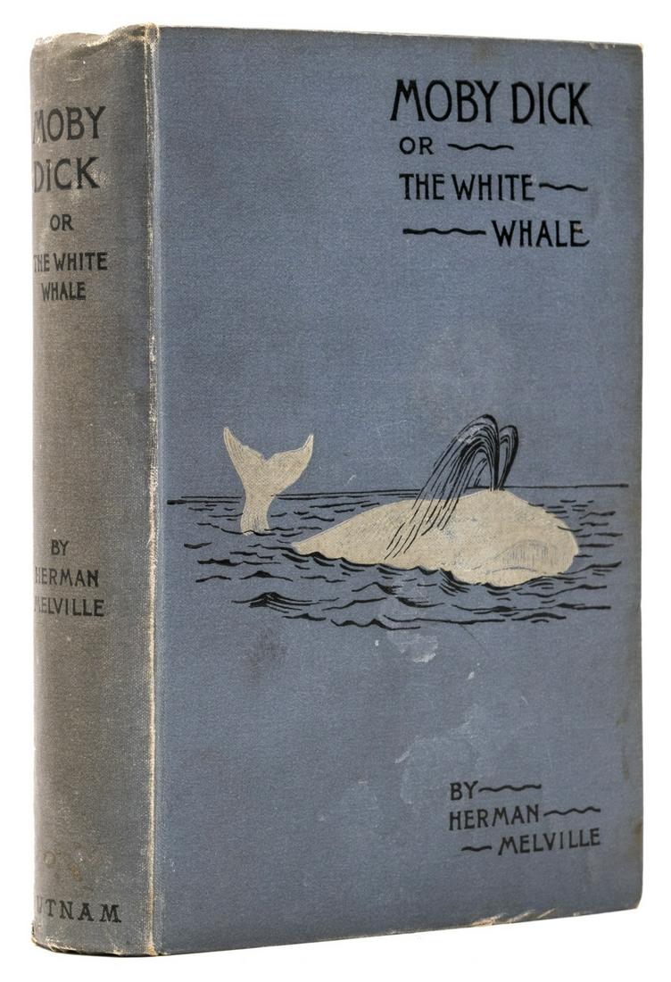 Melville (Herman) Moby-Dick or the White Whale, second English edition, 1892.: Melville (Herman) Moby-Dick or the White Whale, second English edition, a few spots to fore-edge, light browning to endpapers, Lord Rosebery's copy with his "Durdans" blind-stamp to to title and pp.99
