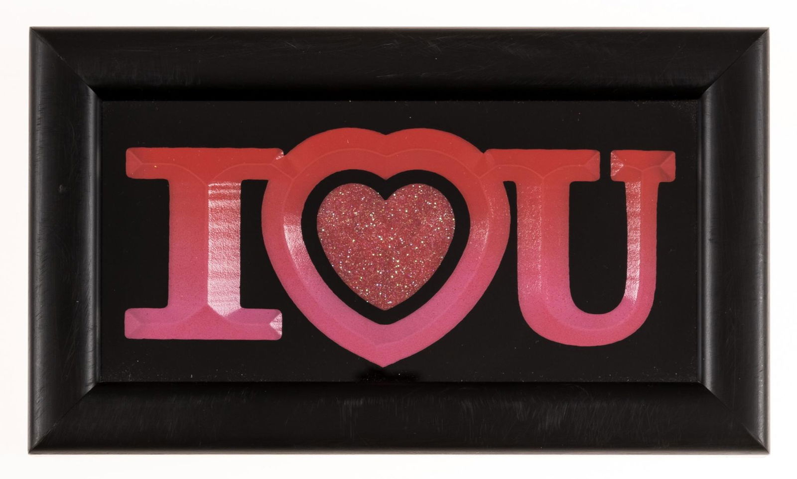 δ Ryan Callanan (b.1981) I <3 U: δ Ryan Callanan (b.1981)I <3 UResin relief and silkscreen on glass, 2018, signed and dated in silver pen verso, from the open edition, overall 120 x 210 x 50mm (4 3/4 x 8 1/4 x 2in)δ This lo