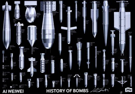 Ai Weiwei (b.1957) History of Bombs: Ai Weiwei (b.1957)History of BombsOffset lithograph, 2020, signed in silver ink, numbered from the edition of 200 in silver ink, published by the Imperial War Museum, London, on wove paper, the full s