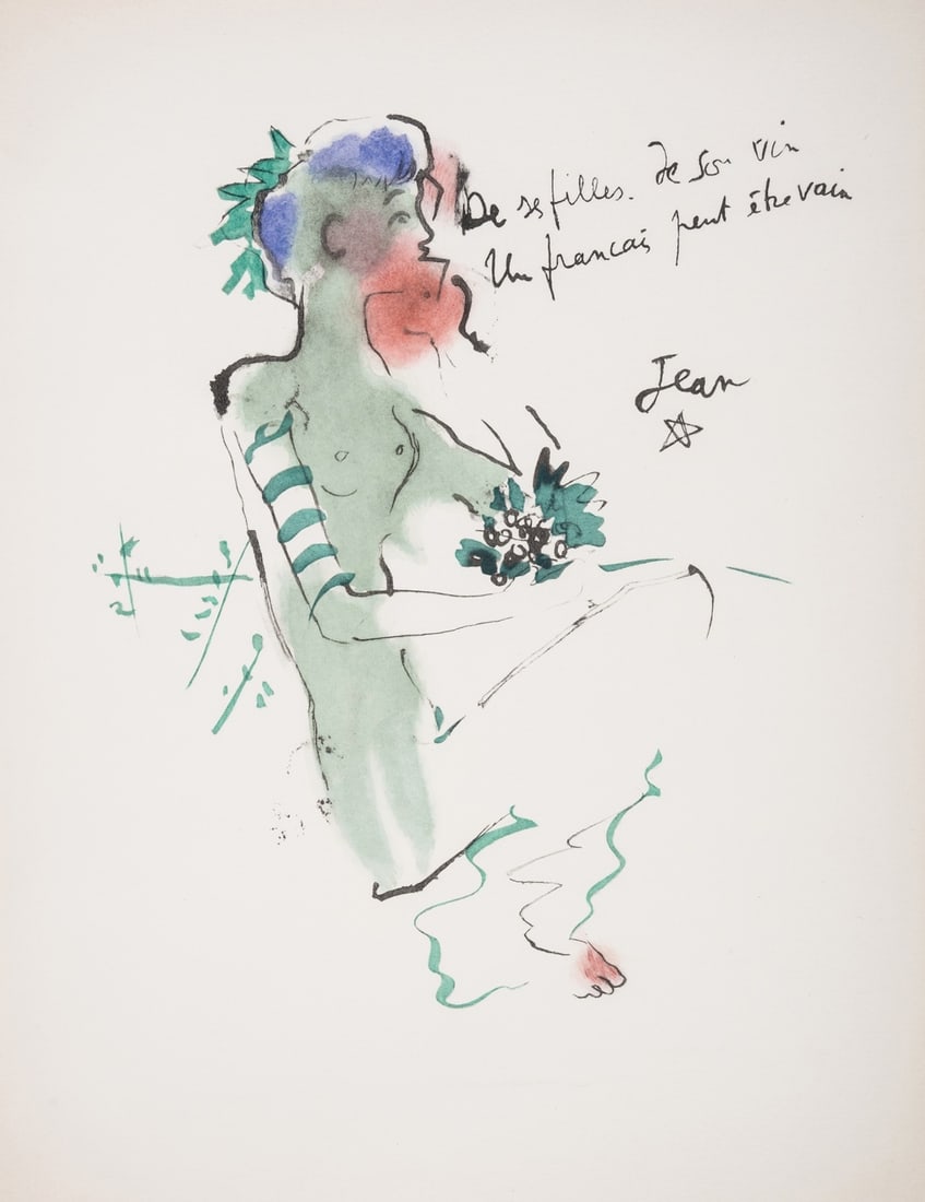 Various Artists Vins Fleurs & Flammes: Various ArtistsVins Fleurs & Flammes The book, 1953, comprising sixteen lithographs most printed in colours by artists including Jacques Villon, Raoul Dufy, André Derain, Jean Cocteau, Foujita, a