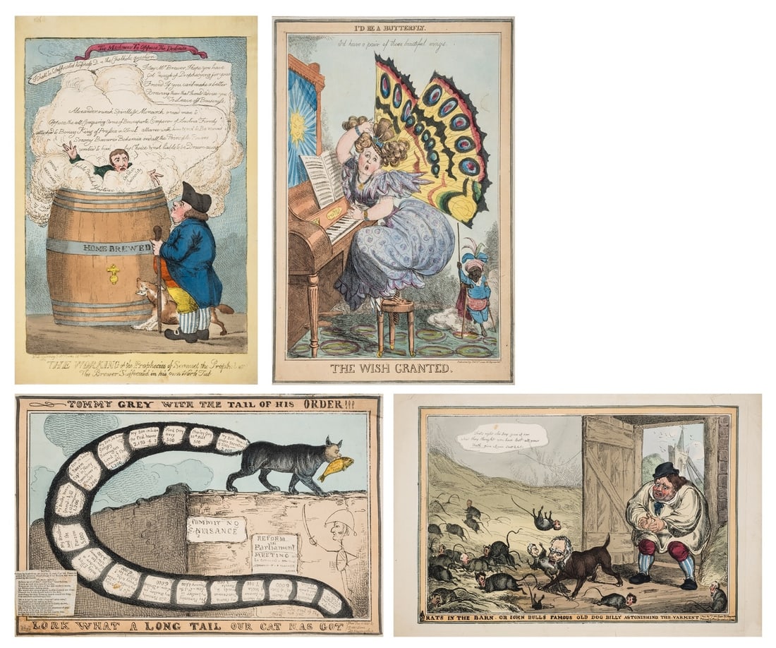 Heath (William) Collection of 15 Regency era caricatures, all finely hand-coloured, c. 1800-1830 (15 (1 of 1)