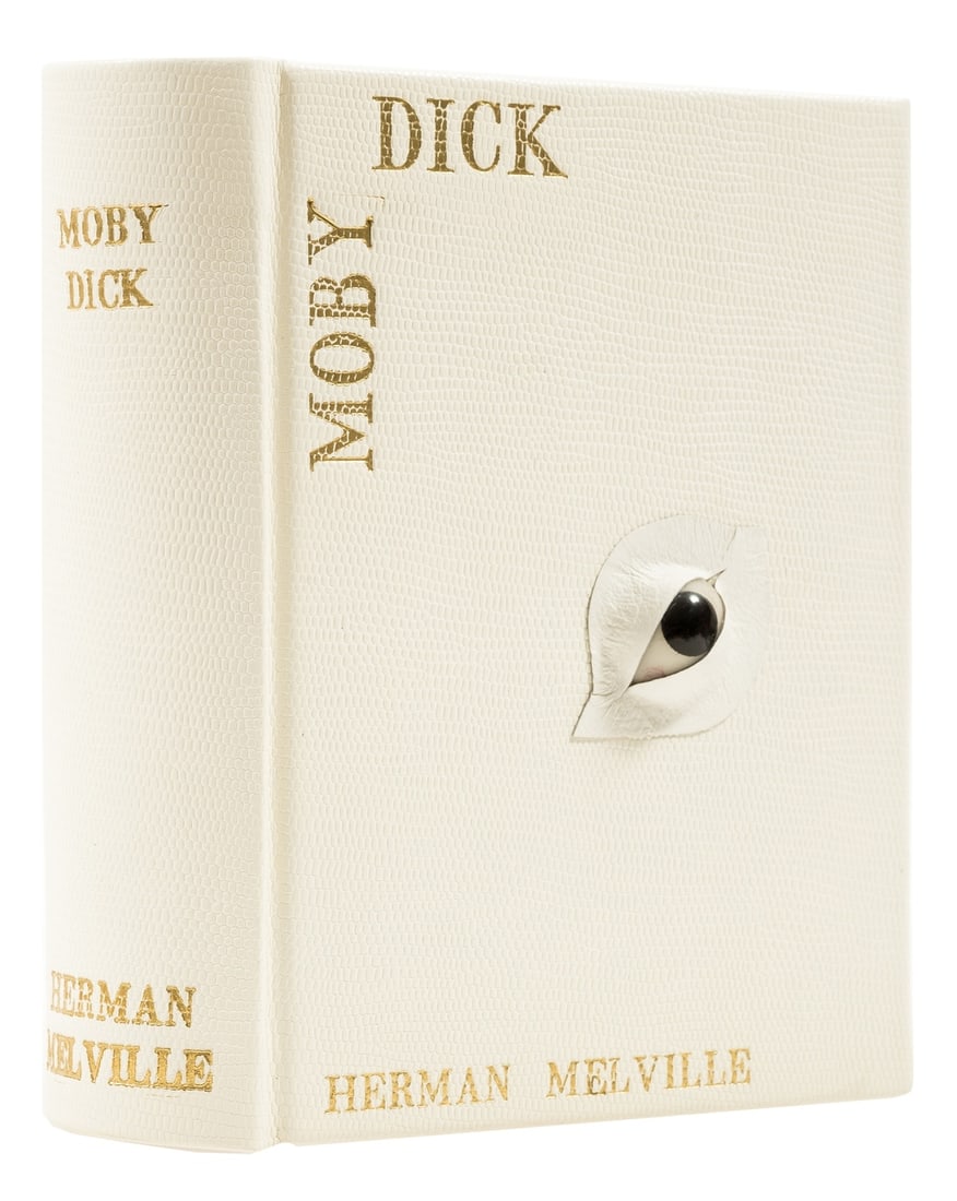Melville (Herman) Moby Dick, first Rockwell Kent edition, custom binding, New York, 1930.: Melville (Herman) Moby Dick, first Rockwell Kent edition, illustrations by Rockwell Kent, some light offsetting, ink library stamp to title, modern white pigment Bison Grain Bangladesh calfskin, lette