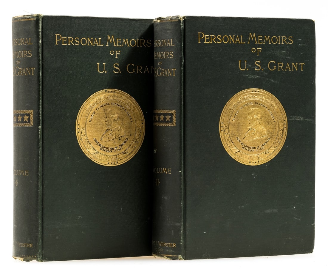 Grant (Ulysses S.) Personal Memoirs of U. S. Grant, 2 vol., first edition, New York, 1885-86.: Grant (Ulysses S.) Personal Memoirs of U. S. Grant, 2 vol., first edition, half-titles, etched portrait frontispieces, plates, map illustrations, vol. 2 with folding map at end, ink ownership inscript