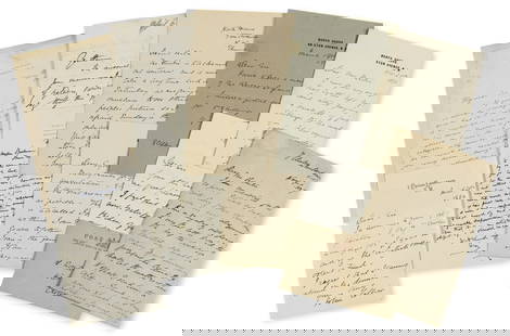 Artists.- Group of letters of nineteenth-century artists. Comprising letters of John Collier: Artists.- Group of letters of nineteenth-century artists, comprising: John Collier (1850-1934), portrait painter, (11); William Etty (1787-1849), painter (1); Jean Louis Hamon, (1821-74), French paint