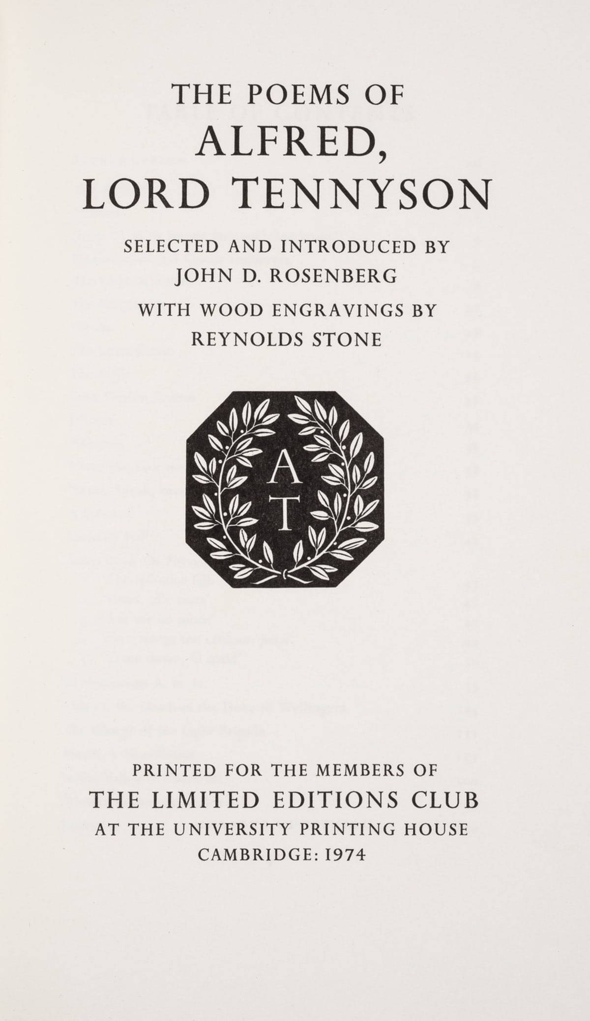 Limited Editions Club.- Tennyson (Alfred, Lord) The Poems, wood-engravings by Reynolds Stone,: Limited Editions Club.- Tennyson (Alfred, Lord) The Poems, wood-engravings by Reynolds Stone, 1974 § Wordsworth (William) The Poems, illustrated by John O'Connor, 1973 § Shelley (Percy Byssh