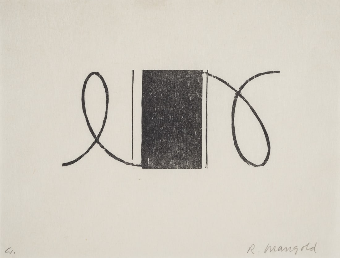 Robert Mangold (b.1937) From Robert Mangold Prints 1968-1998: Robert Mangold (b.1937)From Robert Mangold Prints 1968-1998Woodcut, 2002, signed in pencil, aside from the edition of 250, printed by Carol Sturm, published by Parasol Press, Portland, on Japan paper,